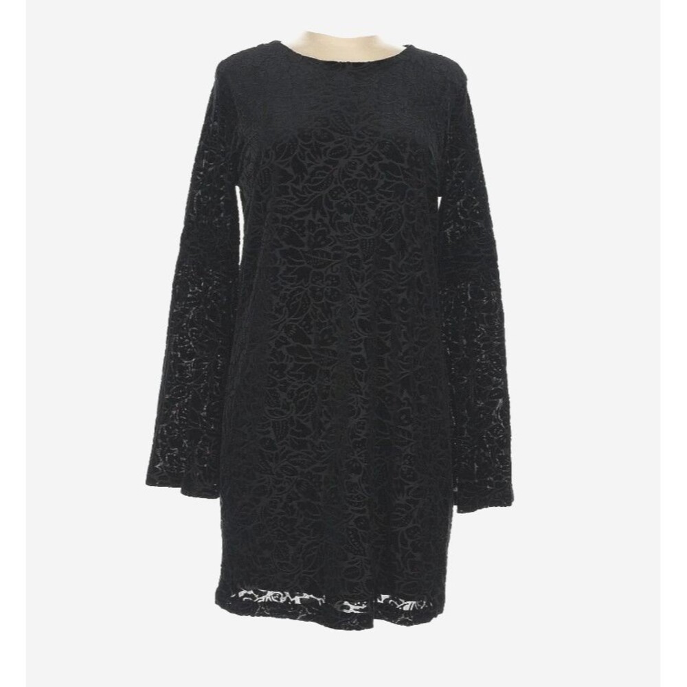 Adrienne Vittadini Black Floral Velvet Burnout Dress Whimsigoth Medium Cocktail